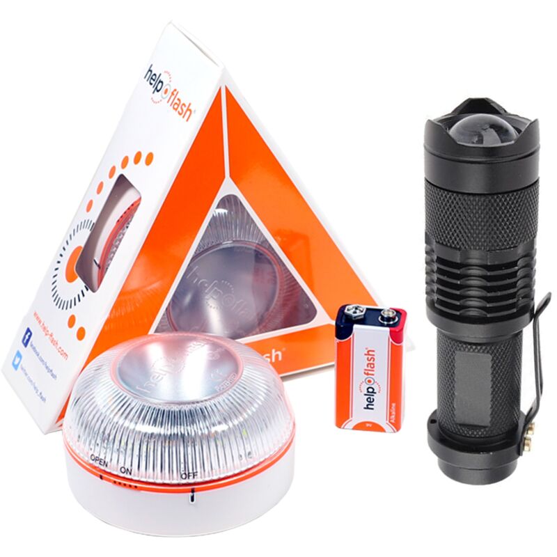 

luz de emergencia AUTÓNOMA, señal v16 de preseñalización de peligro y linterna, homologada, normativa DGT, V16, con base imantada, activación