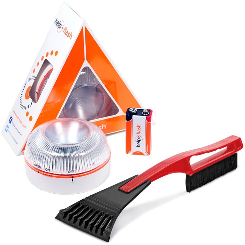 

HELP FLASH - luz de emergencia AUTÓNOMA, señal v16 de preseñalización de peligro y linterna, homologada, normativa DGT, V16, con base imantada,