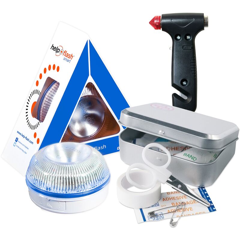 

Smart - luz de emergencia AUTÓNOMA preseñalización de peligro y linterna, homologada, normativa DGT, V16, activación AUTOMÁTICA + MARTILLO de