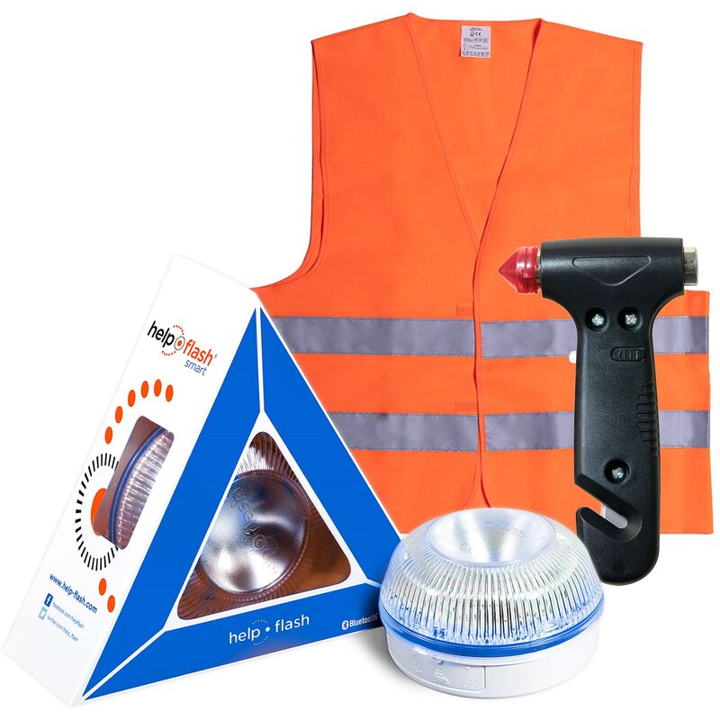 

Smart - luz de emergencia AUTÓNOMA preseñalización de peligro y linterna, homologada, normativa DGT, V16, activación AUTOMÁTICA + MARTILLO de