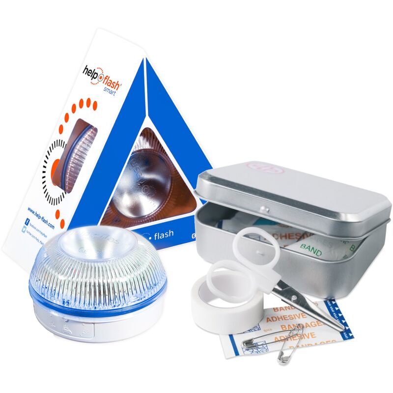 

HELP FLASH Smart - luz de emergencia AUTÓNOMA, señal v16 de preseñalización de peligro y linterna, homologada, normativa DGT, V16, con base imantada,