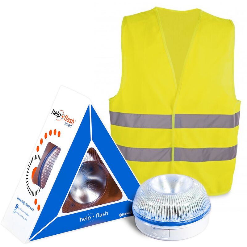 

Smart - luz de emergencia AUTÓNOMA, señal v16 de preseñalización de peligro y linterna, homologada, normativa DGT, V16, con base imantada, activación