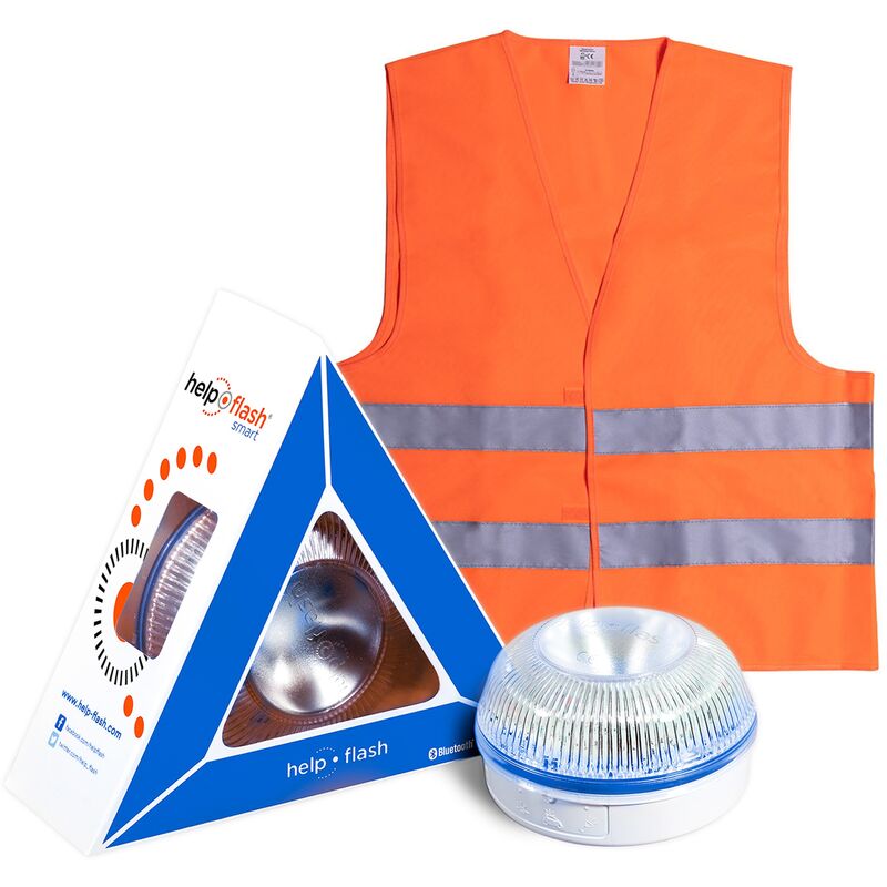 

Smart - luz de emergencia AUTÓNOMA, señal v16 de preseñalización de peligro y linterna, homologada, normativa DGT, V16, con base imantada, activación