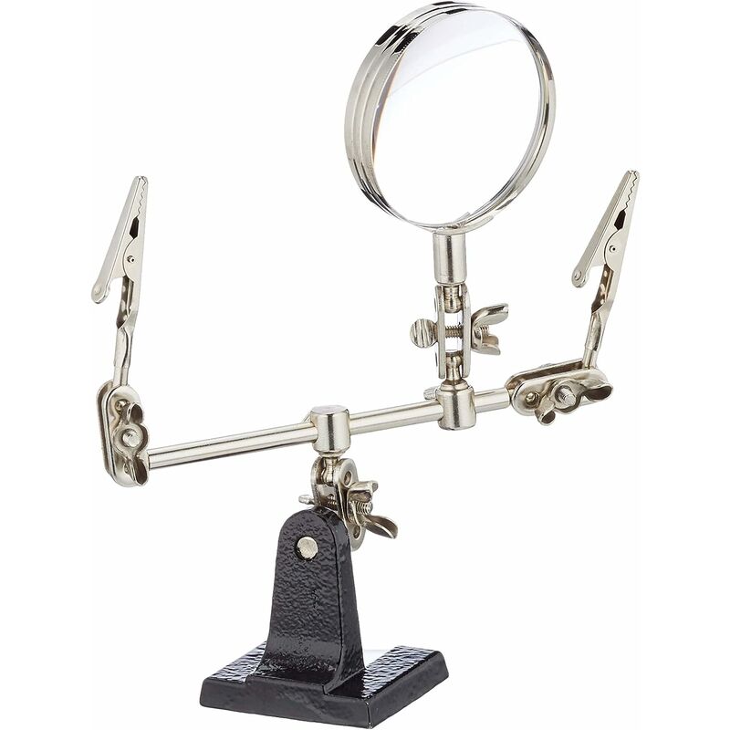 Helper tool with iron stand clamp, auxiliary clamp and magnifying glass 60mm