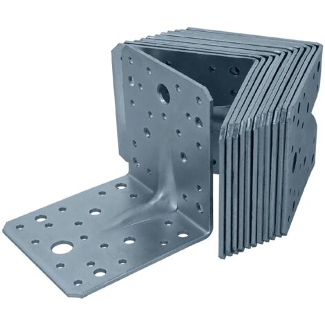 HELPMATE - 12 collegamenti angolari con nervatura 10x10x90 mm - Connettore per legno con zincatura galvanizzata e passivato blu - Squadretta perforata con protezione anticorrosione eccellente