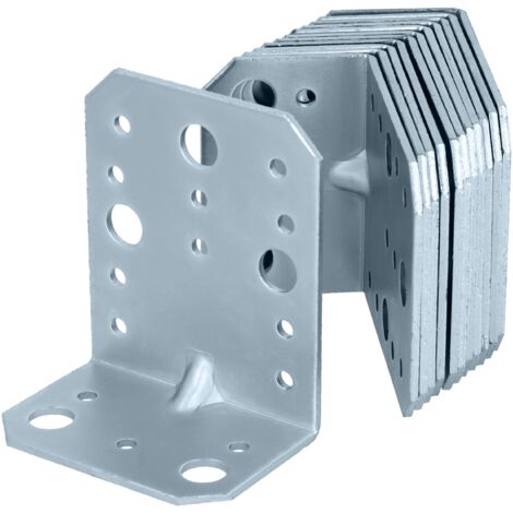 HELPMATE - 12 collegamenti angolari con nervatura 50x90x75 mm - Connettore per legno con zincatura galvanizzata e passivato blu - Squadretta perforata con protezione anticorrosione eccellente