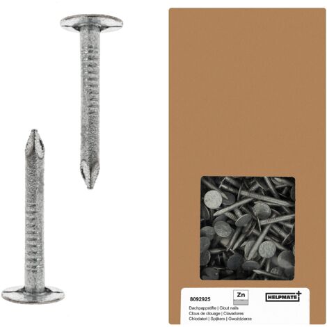 HELPMATE – Chiodi per tetto 2,8 x 30 mm, zincati meccanicamente – 1 kg di cartone tipo B – chiodi per tetto DIN 1160 B – chiodi per tetto ideale per cartone da tetto, teloni di plastica e lastre di