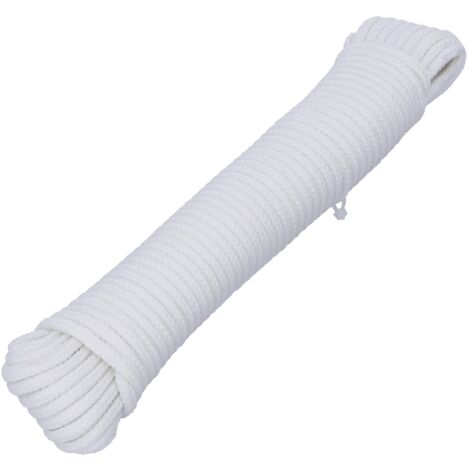 HELPMATE Corda in nylon 5 mm bianco autoilluminante – Corda multiuso per fai da te e per attività all'aperto – adatta come corda di tensione, corda per tende, filo per bucato & Co – resistente alle