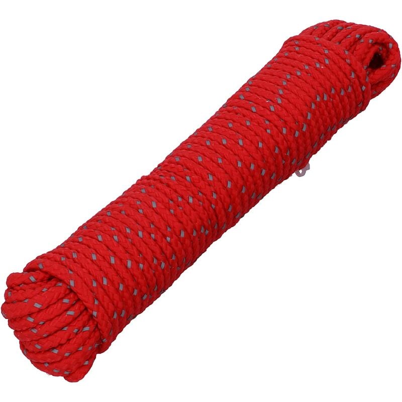 Image of Corda in nylon 5 mm rosso riflettente – Corda multiuso per fai da te e per attività all'aperto – adatta come corda di tensione, corda per tende, filo