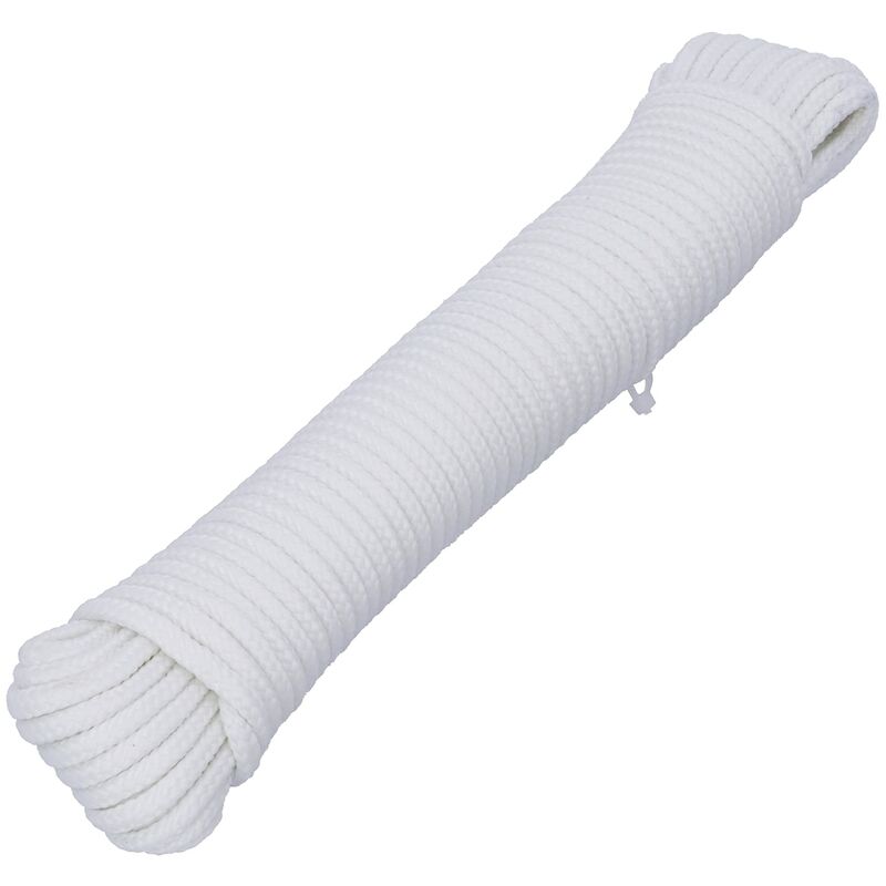 Image of HELPMATE Corda multiuso in PPM da 5 mm, 1 x 15 m, colore bianco, autoilluminante al buio, galleggiante, corda intrecciata per esterni, accessori da