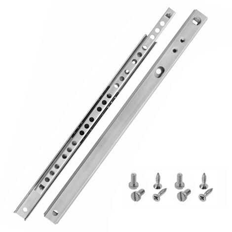 HELPMATE Guide per cassetti, 17 mm, lunghezza 246 mm, 1 paio di 2 pezzi, estraibili a sfere, per cassetti, estraibili parziali, in acciaio zincato, argento, con materiale di fissaggio incluso