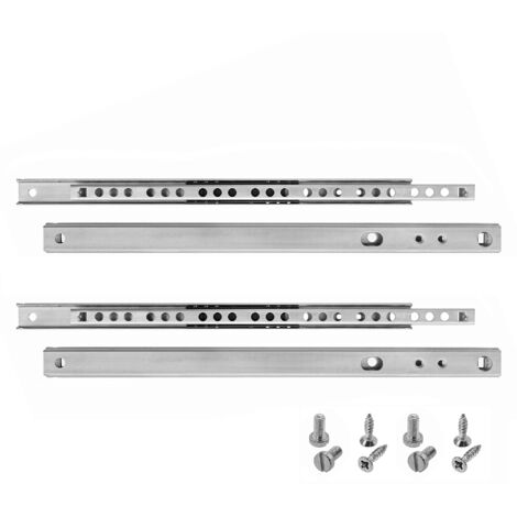 HELPMATE Guide per cassetti, 27 mm, lunghezza 246 mm, set da 4 paia, estraibili per cassetti, guide per cassetti, in acciaio zincato, colore argento, con materiale di fissaggio incluso
