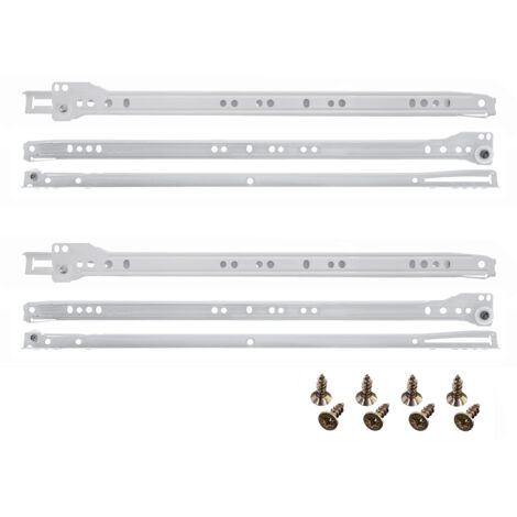 HELPMATE Guide per cassetti 400 mm, 2 paia, set di 4 binari per cassetti, estraibili per cassetti, con materiale di fissaggio incluso