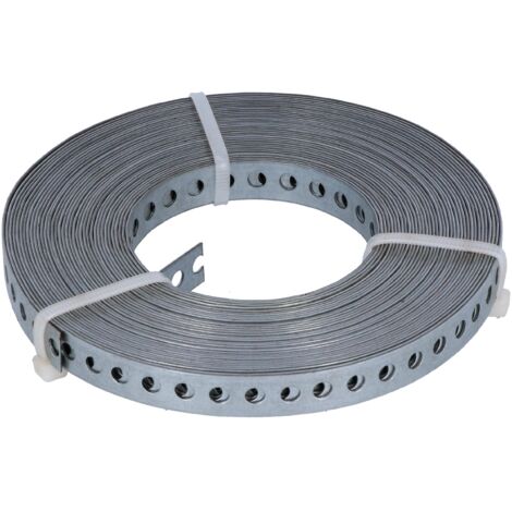 HELPMATE Nastro perforato 10 m di lunghezza - acciaio zincato sendzimir - larghezza 12 mm - spessore materiale 0,8 mm - zincato di alta qualità - Robusto per costruzione, officina, progetti fai da te