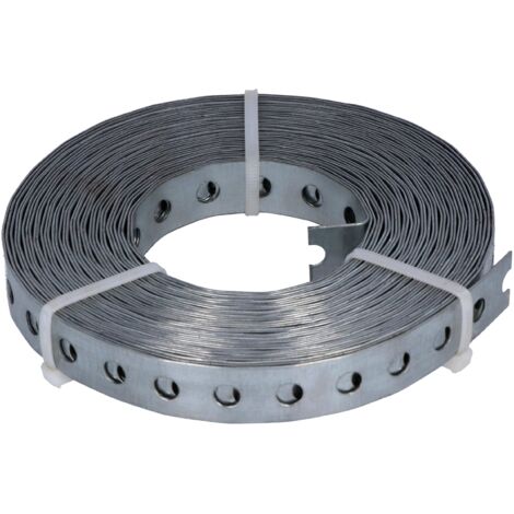 HELPMATE Nastro perforato 10 m di lunghezza - acciaio zincato sendzimir - larghezza 17 mm - spessore materiale 0,8 mm - zincato di alta qualità - Robusto per costruzione, officina, progetti fai da te