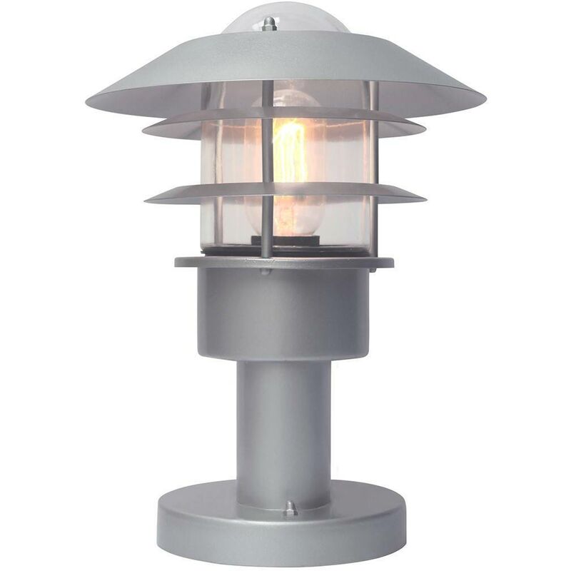 Elstead Helsingor - 1 Light Outdoor Pedestal Lantern Silver, 304 Ss IP44, E27