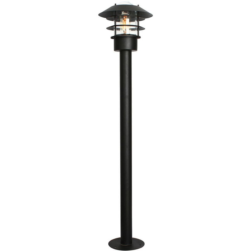 Helsingor - 1 Light Outdoor Bollard Lantern Black IP44, E27 - Elstead