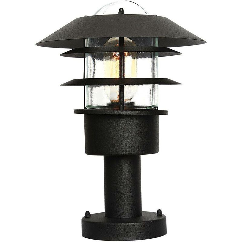 Elstead Helsingor - 1 Light Outdoor Pedestal Lantern Black IP44, E27