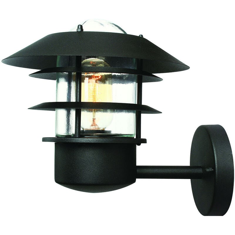 Helsingor - 1 Light Outdoor Wall Lantern Light Black IP44, E27 - Elstead