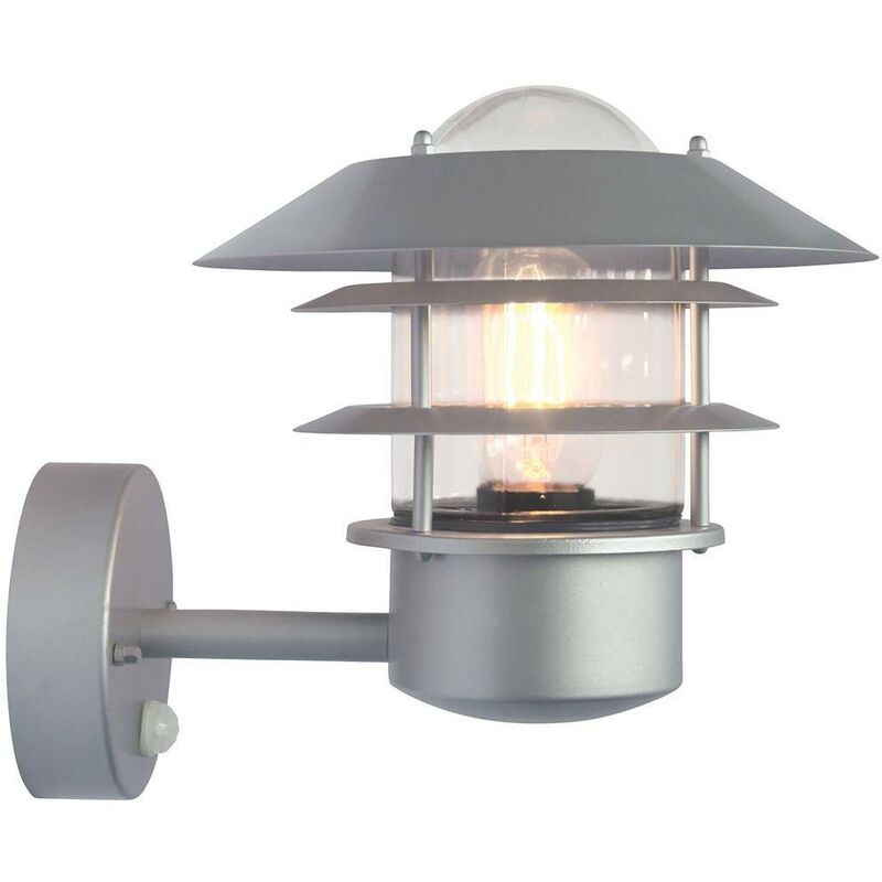 Elstead Helsingor - 1 Light Outdoor Lantern Light Silver with PIR Motion Sensor IP44, E27