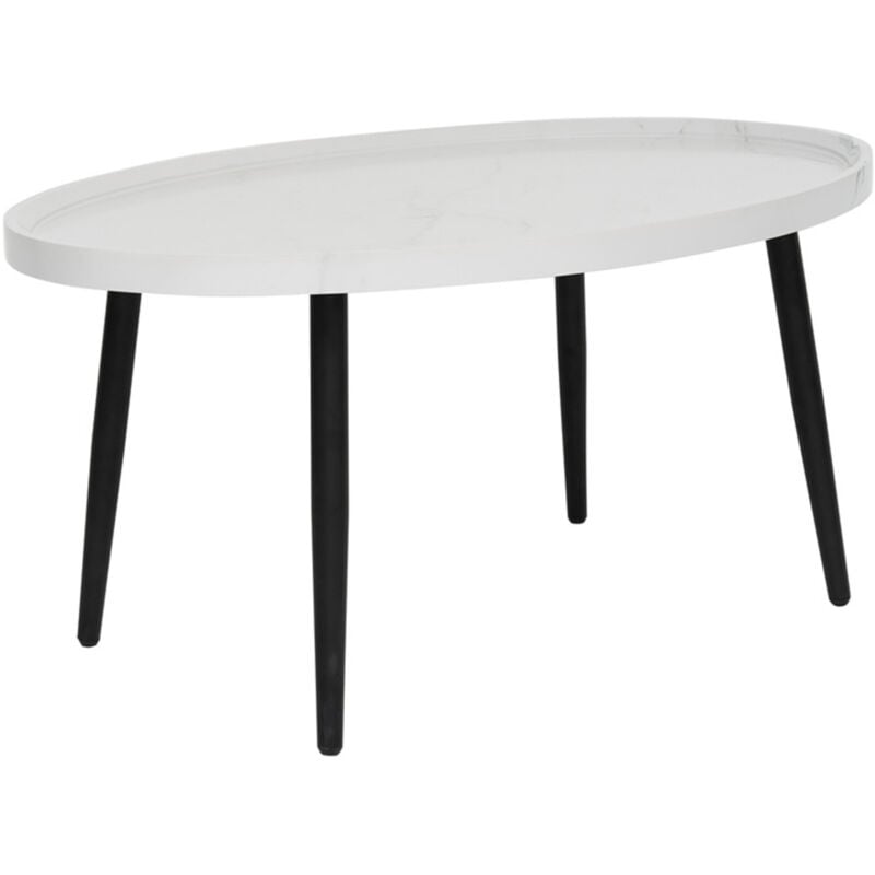Lisa Design - Helsinki - table basse - effet marbre - 80 cm - blanc
