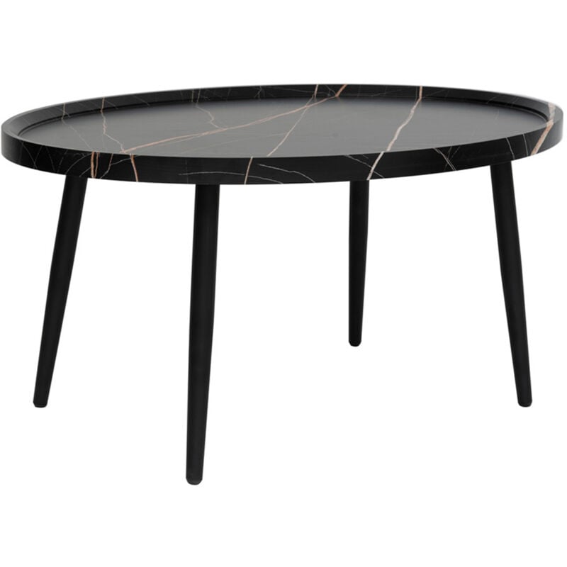 Lisa Design - Helsinki - table basse - effet marbre - 80 cm - noir
