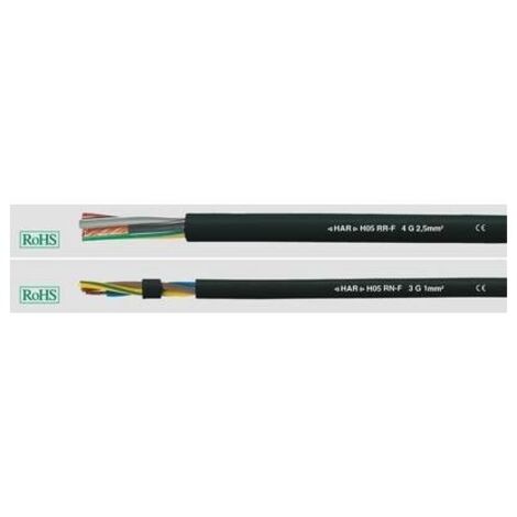 HELU 35007 Cavo in gomma H05RR-F 3 G 1.5 mm² Nero 100 m
