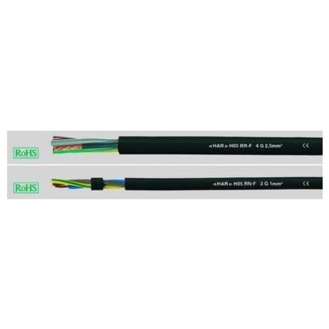 HELU 36001 Cavo in gomma H05RN-F 2 x 0.75 mm² Nero 100 m