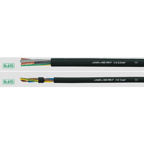 Helukabel 35005 Câble à gaine caoutchouc H05RR-F 3 G 0.75 mm² noir 100 m D814431