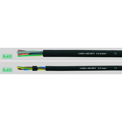 Helukabel 36001 Gummischlauchleitung H05RN-F 2 x 0.75 mm² Schwarz 50 m