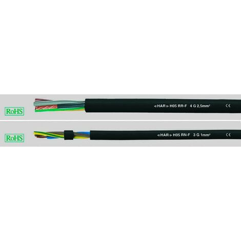 Helukabel 36004 Câble à gaine caoutchouc H05RN-F 3 G 1 mm² noir 100 m D814011