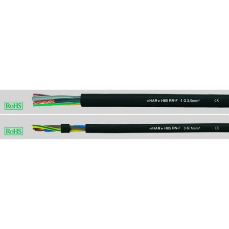 Helukabel 36008 Câble à gaine caoutchouc H05RN-F 4 G 0.75 mm² noir 100 m D814031