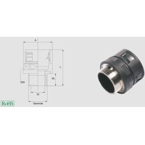 Helukabel 920233 HSSV MG M Raccord de tuyau gris M25 droit 1 pc(s)