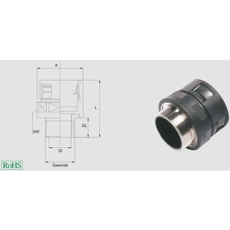 Helukabel 920233 HSSV MG M Schlauchverschraubung Grau M25  Gerade 1 St.