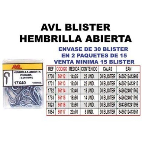 HEMBRILLAS ABIERTAS 17X40 MM 1762
