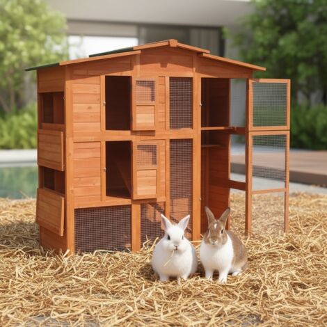 hen house rabbit house hutch coniglio hutch free run wood cage stable