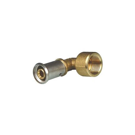 HENCO 90° Femmina 20 x 1/2 gomito a crimpare multistrato in ottone - 6P-2004