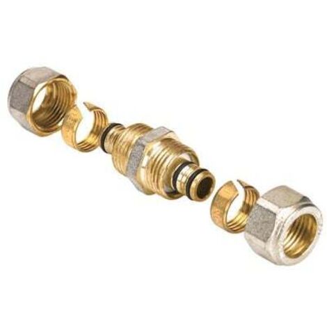 Henco – Manchon multicouche à compression égal droit Ø16x2,0 – Raccord en laiton pour eau potable et chauffage – Connexion fiable et durable