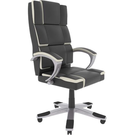 Henderson Office Chair Faux Leather Adjustable Ergonomic Executive Computer Desk Chair Swivel Seat, Black & White