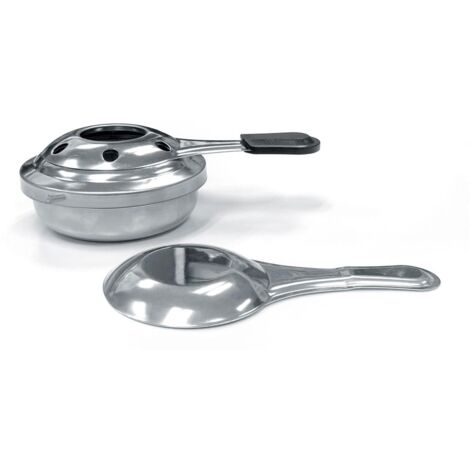 HENDI Bruciatore per Fonduta, set di 2 pezzi, bruciatore di pasta/gel combustible per Fonduta, mini fornello ad alcool, ⌀92x(H)40mm, acciaio inox