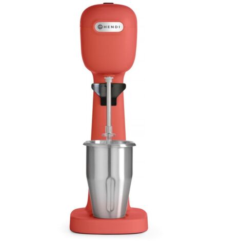 Hendi Frullatore milkshaker, cappuccino freddo, frappè, frullatore per bevande, Incluse 2 ciotole (acciaio inox e policarbonato) e 2 set di 2 agitatori di ricambio, 230V/400W, 170x196x(H)490mm, Rosso