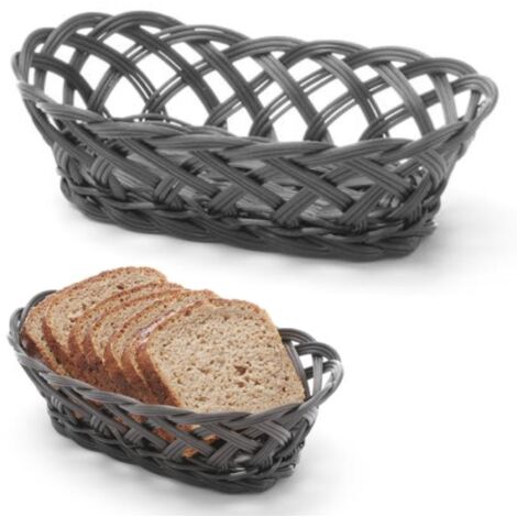 HENDI Körbe mit gewebtem Rand, oval, Schwarz, 225x130x(H)55mm
