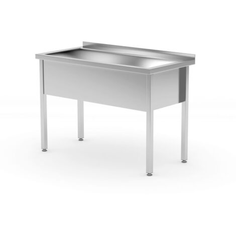 HENDI Tisch mit Einzelwaschwanne – verschweißt, Tiefe 600 mm, Kammerhöhe 300 mm, Profi Line, 1000x600x(H)850mm