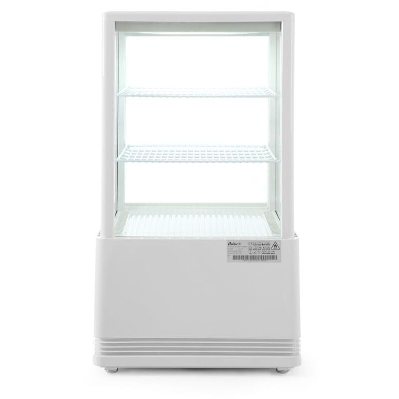 Image of HENDI Vetrina da Esposizione Refrigerata, Sbrinamento Automatico, Sistema Antifog, 2 Ripiani, Illuminazione LED, Classe Energetica C, 58L, 230V,