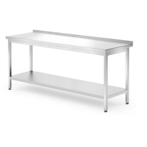HENDI Wandtisch mit Ablage – verschraubt, Tiefe 700 mm, Kitchen Line, 1800x700x(H)850mm