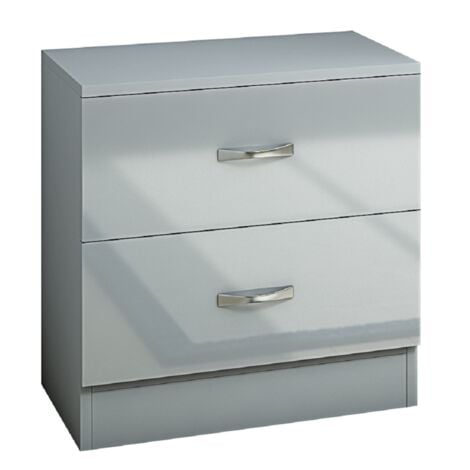 IQGB Hendon 2 Drawer Bedside Cabinet - Grey Gloss