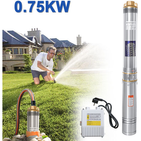 Hengda 0.75kW/1hp Tiefbrunnenpumpe bis 4.000 l/h Fördermenge Automatic Brunnenpumpe Sandverträglich Tauchdruckpumpe 6.7 bar max