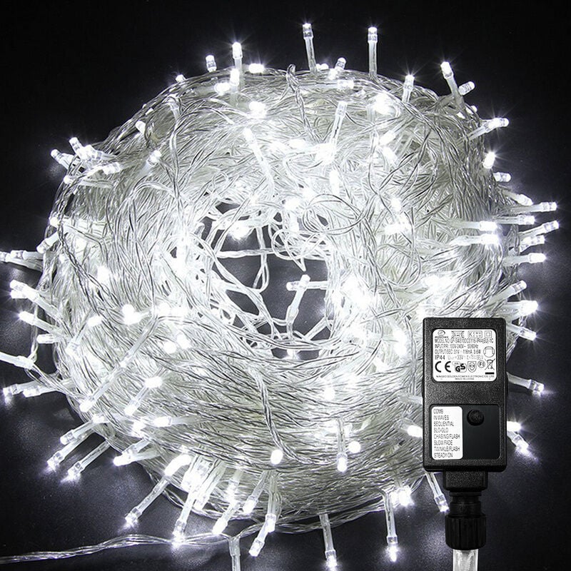 10M 100 led Lichterkette Kaltweiß 8 Lichtmodi Party Garten Innen Außen Deko Weihnachtsbeleuchtung IP44 – Kaltweiß – Hengda | 00726505965063 10M 100 led Lichterkette Kaltweiß 8 Lichtmodi Party Garten Innen Außen Deko Weihnachtsbeleuchtung IP44 – Kaltweiß – Hengda | 00726505965063
