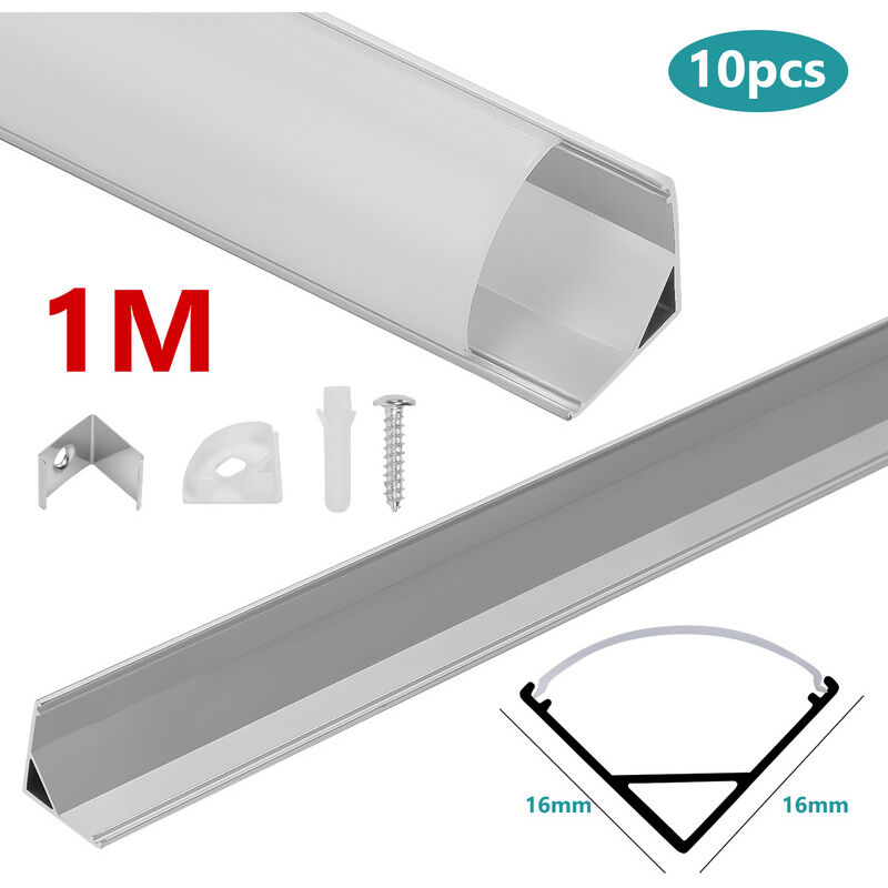 Hengda 10x 1m LED profilé aluminium bande d'angle bande bandes blanches rail aluminium.Forme-V