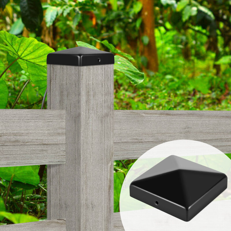 10x capuchons de poteau Chapeaux de clôture Chapeau de couverture pour poteaux Noir 91mm - Hengda